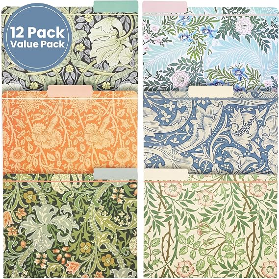 12 Pack File Folder -William Morris Designs - 6 Design Assorted