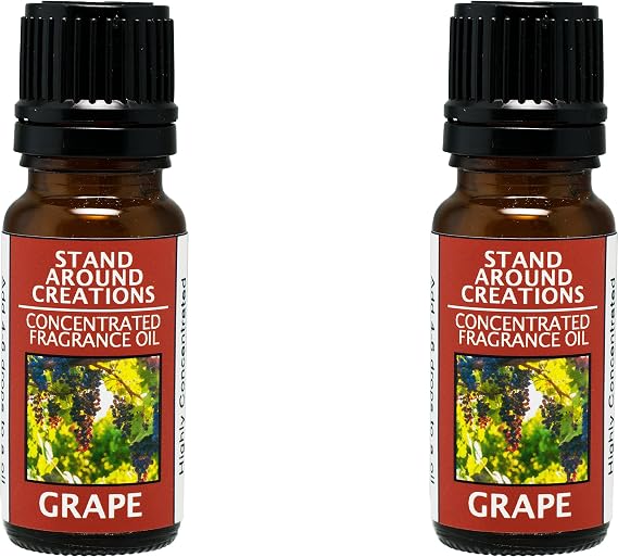 Grape- Set of 2 - (.33 fl.oz.) Concentrated Fragrance Oil Fresh, Juicy Notes of Plump Concord Grapes. Infused w/Essential Oil.