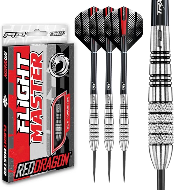 RED DRAGON Sidewinder Series Steel Tip Darts Set - 80% Tungsten Slim Barrels with Engineered Grip for Precision & Control - Flights & Shafts Included - Available in 23g - 30g Weights