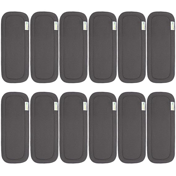 Wegreeco Reusable Soft 5 Layers 12 Pack Charcoal Inserts for Baby Cloth Diaper,High Absorbing Washable Liners