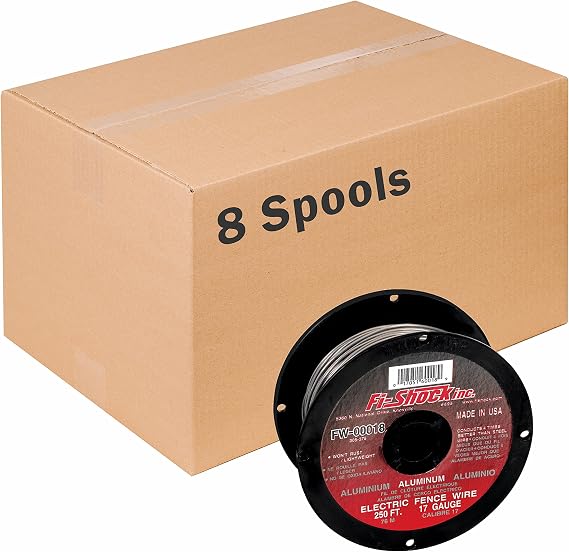 Fi-Shock FW-00018D 17 Gauge Aluminum Wire for Electric Fencing, 250 ft - 8 Pack