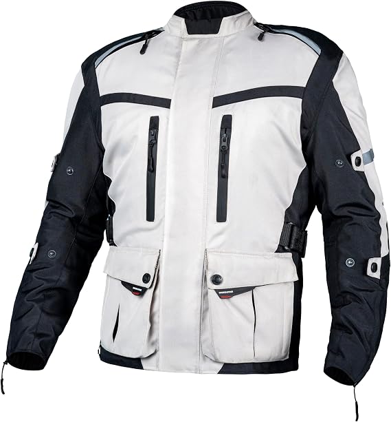 WICKED STOCK Waterproof Motorcycle Jacket Men - CE LEVEL2 Reflective Armor Biker with 8 Pockets - 4 Season with Adjustable Biceps, Forearms and Waist