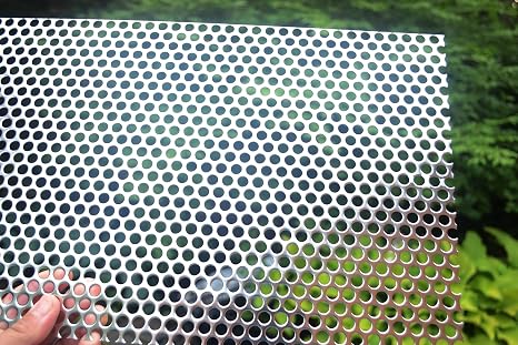 Yorktown 19.7 x 9.8 Inch Stainless Steel Sheet Perforated Polished Metal Sheet Thickness 19 GA(1mm) Hole Diameter 8mm L 50 x W30 x H 0.1cm Multi Purpose Screen (1)