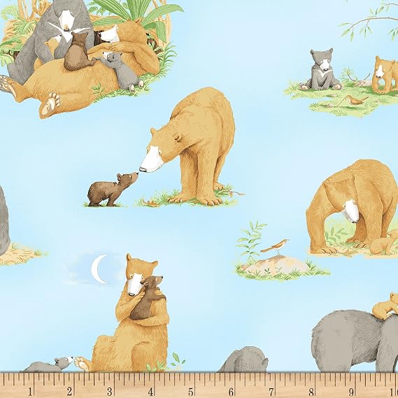 Clothworks Light Sky Favorites Bears Fabric by The Yard