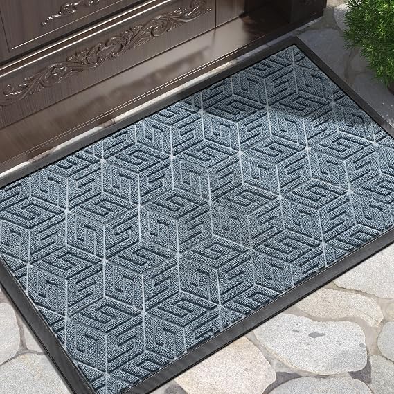 Yimobra Doormat Outdoor Entrance 29.5x17, All-Weather Waterproof Outdoor Mats for Front Door, Non Slip Welcome Door Mat for Patio Proch Outside Entryway Indoor, Mix Blue