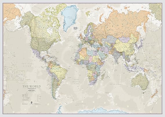 Classic World Map - Front Lamination - A0 118.9 x 84.1 cm